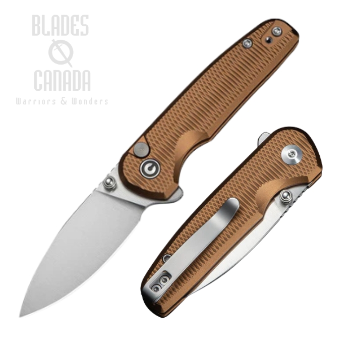 CIVIVI Mini Shakan Flipper Button Lock Knife, Nitro-V Satin, Aluminum Coyote Brown, C20052F-3 CIVIVI Mini Shakan Flipper Button Lock Knife, Nitro-V Satin, Aluminum Coyote Brown, C20052F-3