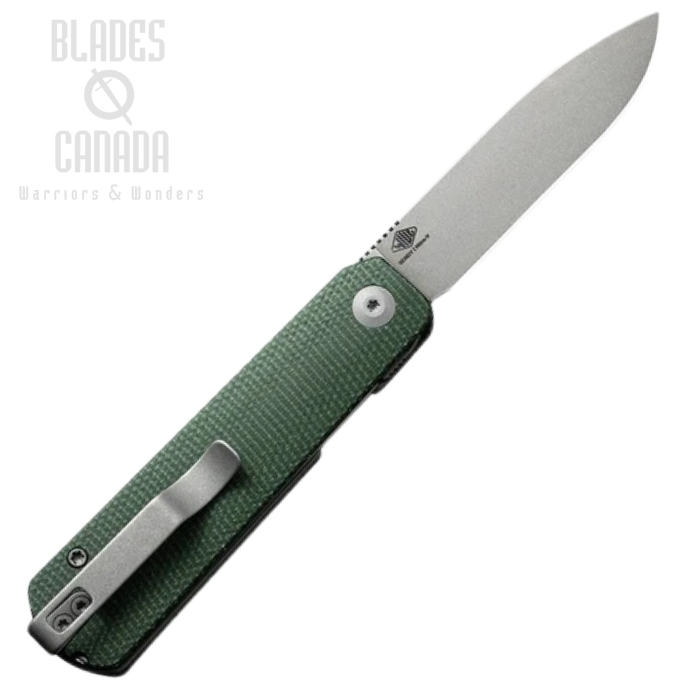 (image for) CIVIVI Sendy Flipper Folding Knife, Stonewash Nitro-V, Green Canvas Micarta, C21004A-1