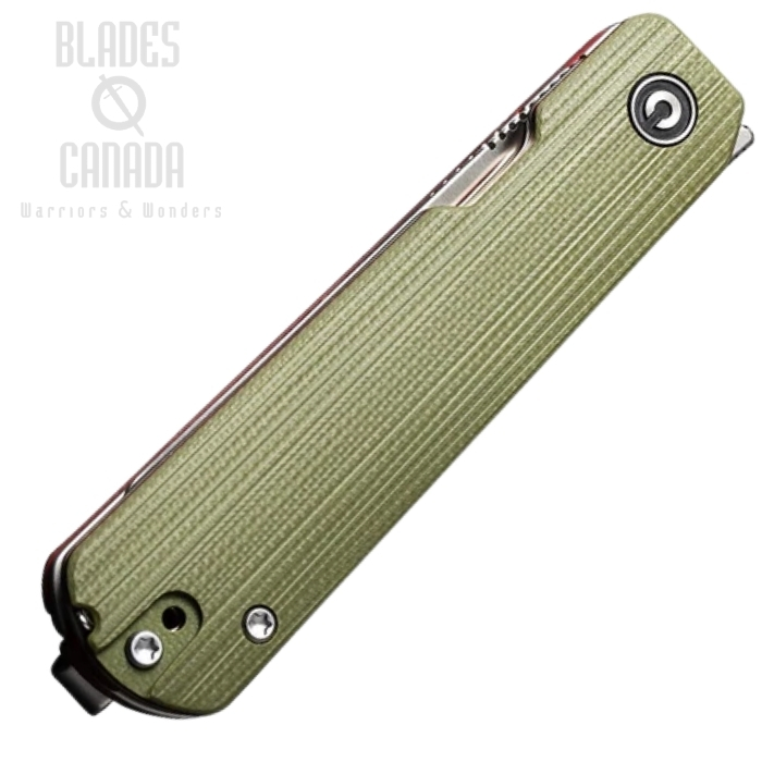 (image for) CIVIVI Sendy Flipper Folding Knife, Satin Nitro-V, Green G-10, C21004B-1