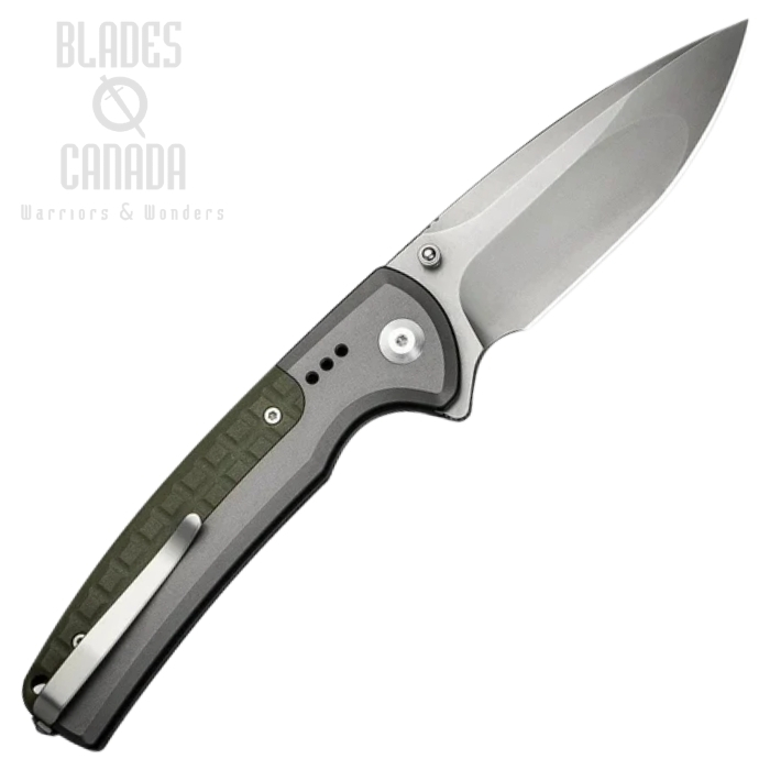 (image for) CIVIVI Sentinel Strike II Flipper Button Lock Knife, Nitro-V SW, Aluminum/FRN Green, C22025D-2