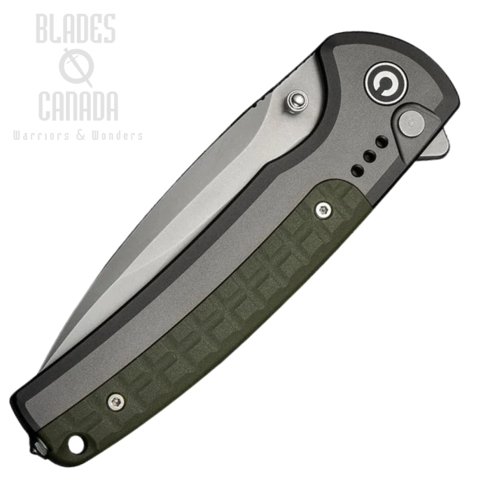 (image for) CIVIVI Sentinel Strike II Flipper Button Lock Knife, Nitro-V SW, Aluminum/FRN Green, C22025D-2