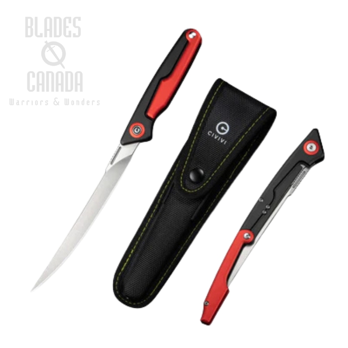 CIVIVI Shawka Folding Knife, 14C28N Satin, Aluminum Black/Red, C22029B-1
