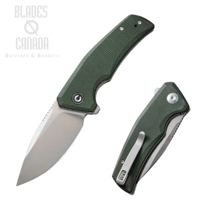 CIVIVI Regulatron Flipper Folding Knife, Nitro-V Satin, Micarta Green, C23006-2