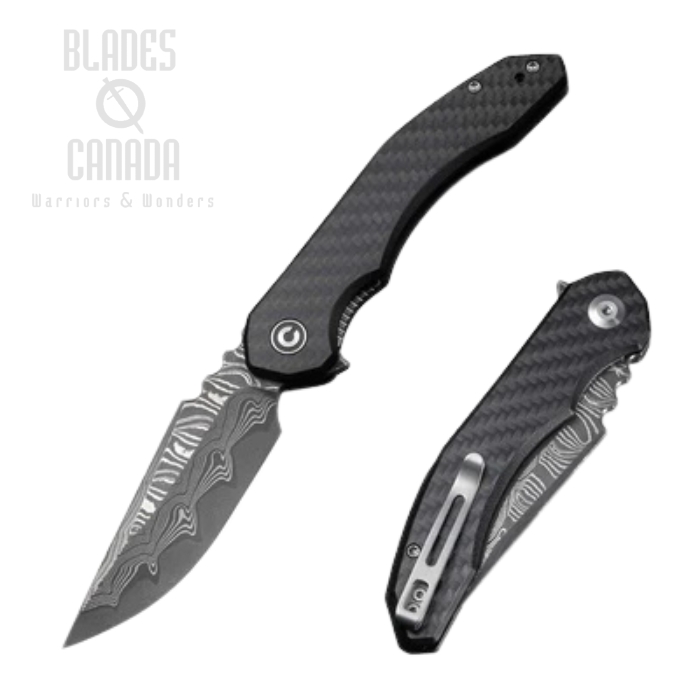 (PRE-PURCHASE) CIVIVI Bluetick Flipper Folding Knife, Damascus, G10 w/CF Overlay, C23050-DS2