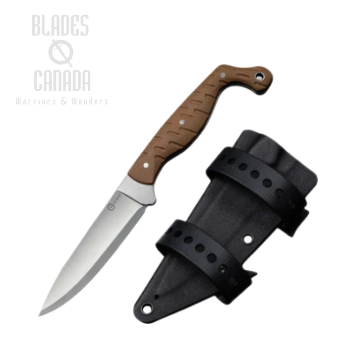 (PRE-PURCHASE) CIVIVI MDRN Hunter Fixed Blade Knife, Nitro-V Satin, G10 Brown, Kydex Sheath, C23078-2