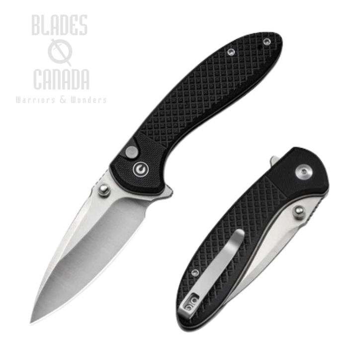 (PRE-PURCHASE) CIVIVI Faeger Flipper Button Lock Folding Knife, 14C28N Satin, G10 Black, C24031-1