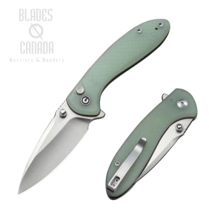(PRE-PURCHASE) CIVIVI Faeger Flipper Button Lock Folding Knife, 14C28N Satin, G10 Natural, C24031-3