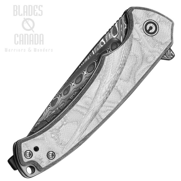 (image for) CIVIVI Voidflare Flipper Folding Knife, Damascus, G10/Aluminum Silver, C24040-DS1