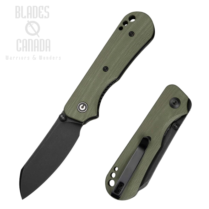CIVIVI Crabby Folding Knife, 14C28N Black, G10 Green, C24055-1 CIVIVI Crabby Folding Knife, 14C28N Black, G10 Green, C24055-1