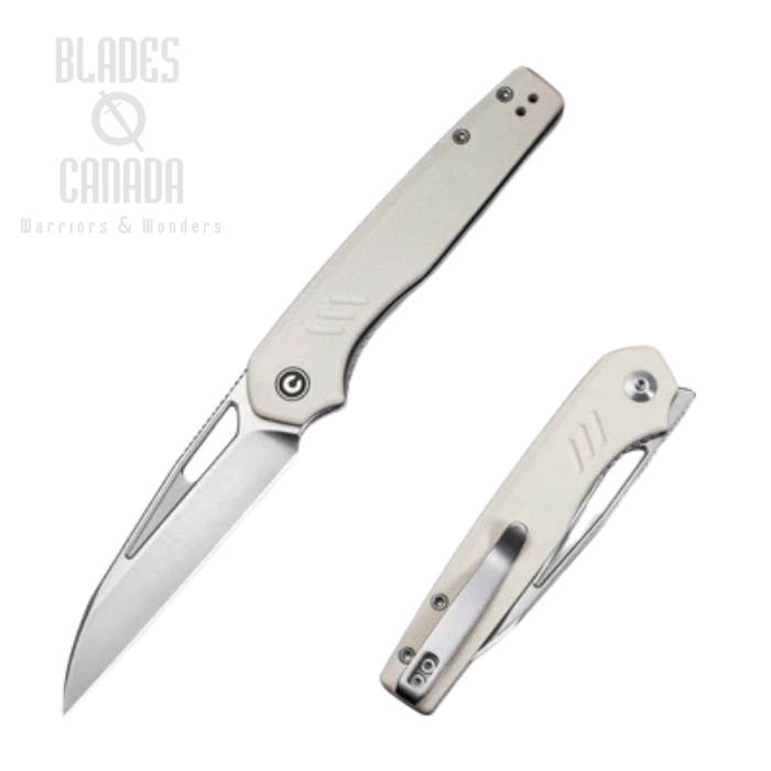 CIVIVI Guile Front Flipper Folding Knife, 14C28N Satin, G10 Ivory, C24062B-3