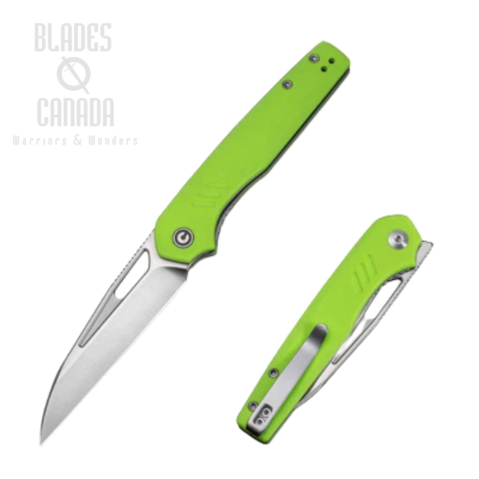 CIVIVI Guile Front Flipper Folding Knife, 14C28N Satin, G10 Fluorescent Green, C24062B-2