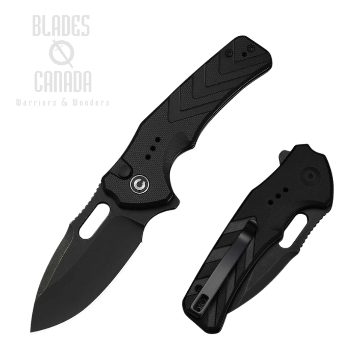 (PRE-ORDER) CIVIVI Vexron Flipper Button Lock Folding Knife, 14C28N Black SW, G10 Black, C24066-1