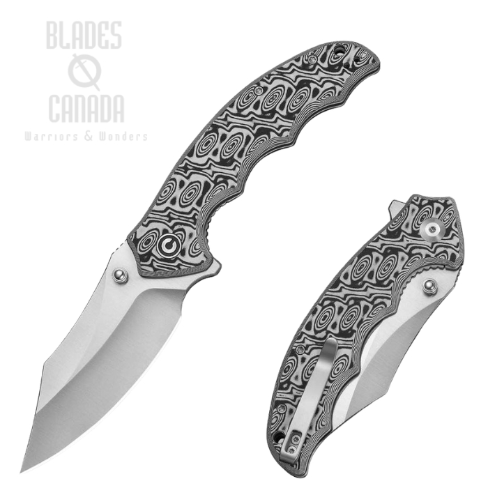 (image for) CIVIVI Pentad Flipper Folding Knife, Nitro-V Satin, Micarta Black/White, C24068-3