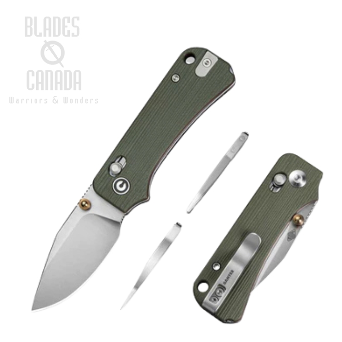 CIVIVI Baby Banter 2 Crossbar Lock Folding Knife, 14C28N Satin, G10 Green, C24074-1
