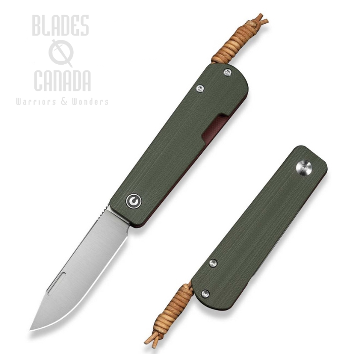 CIVIVI Slippy Sendy Slipjoint Folding Knife, Nitro-V Satin, G10 Green/Red, C24075B-1