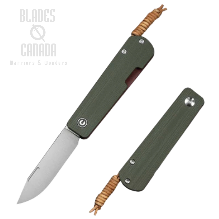 CIVIVI Slippy Sendy Slipjoint Folding Knife, Nitro-V Satin, G10 Green/Red, C24075B-1