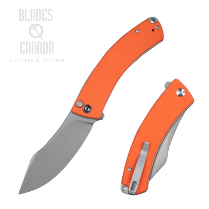 CIVIVI Outlaw Muk Flipper Button Lock Folding Knife, 14C28N Stonewash, G10 Orange, C24079-2 CIVIVI Outlaw Muk Flipper Button Lock Folding Knife, 14C28N Stonewash, G10 Orange, C24079-2