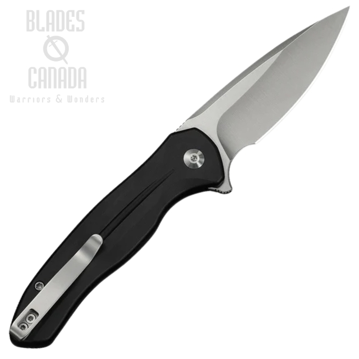 (image for) CIVIVI Kitefin Flipper Button Lock Folding Knife, 14C28N Satin, Aluminum Black, C24091-1