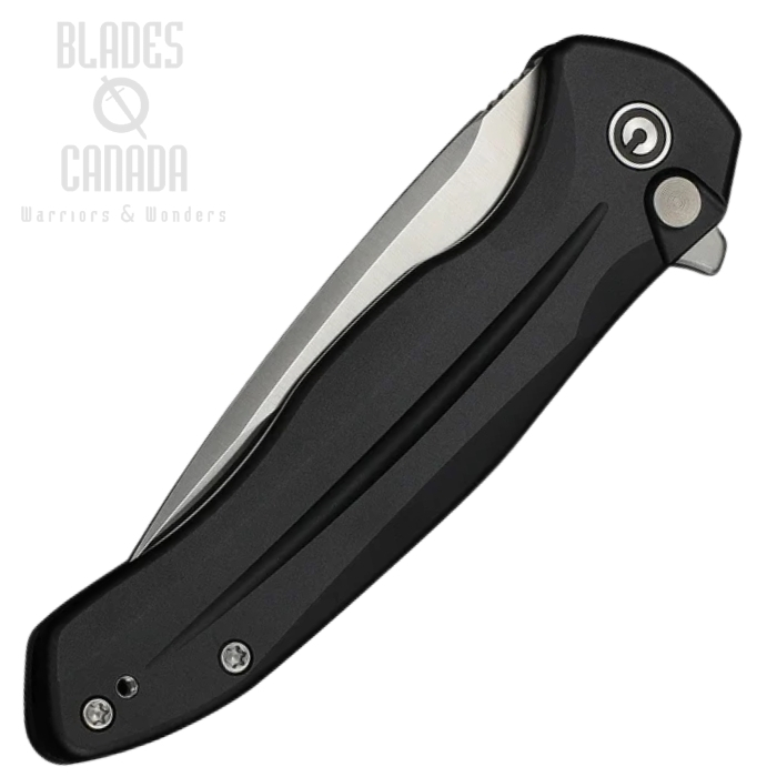 (image for) CIVIVI Kitefin Flipper Button Lock Folding Knife, 14C28N Satin, Aluminum Black, C24091-1