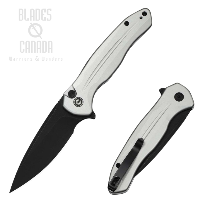 (PRE-ORDER) CIVIVI Kitefin Flipper Button Lock Folding Knife, 14C28N Black, Aluminum Silver, C24091-2