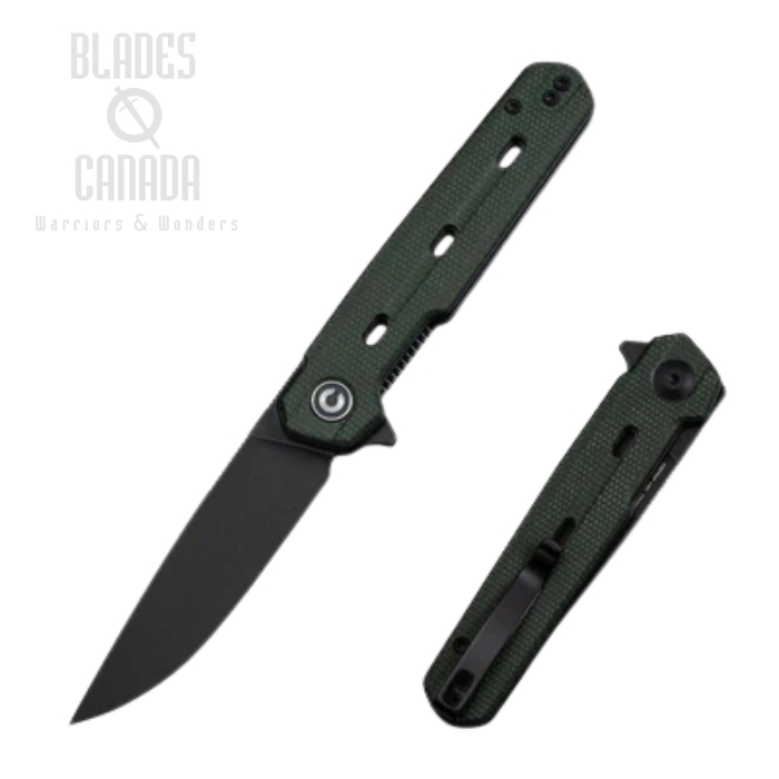 CIVIVI Navo Flipper Folding Knife, Nitro-V Black SW, Micarta Green, C25015A-2