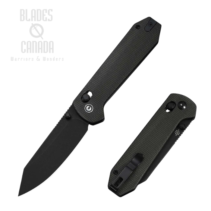 (image for) CIVIVI Over Yonder Crossbar Lock Folding Knife, 14C28N Black, Micarta Dark Green, C25027-1