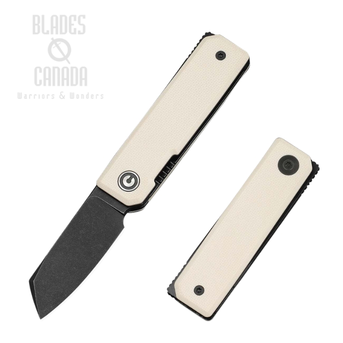 (image for) CIVIVI Kukei Front Flipper Folding Knife, Nitro-V Black SW, G10 Ivory, C25036-3