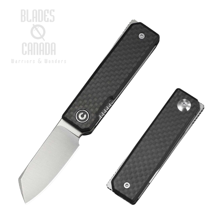 (image for) CIVIVI Kukei Front Flipper Folding Knife, Nitro-V Satin, Carbon Fiber/G10 Black, C25036-4