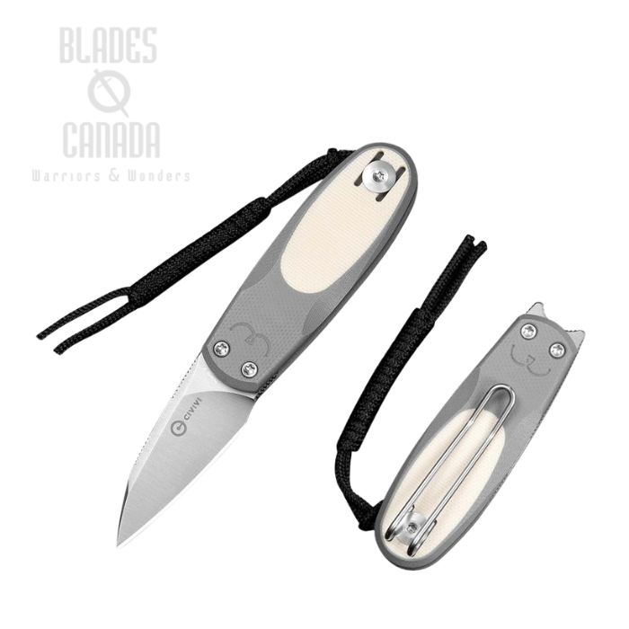 (image for) CIVIVI Purr Flipper Slipjoint Folding Knife, Nitro-V Satin, G10 Gray/Ivory, C25054-1