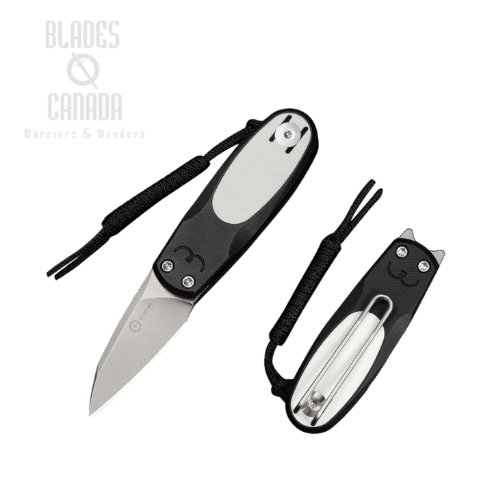 (image for) CIVIVI Purr Flipper Slipjoint Folding Knife, Nitro-V Stonewashed, G10 Black/White, C25054-2