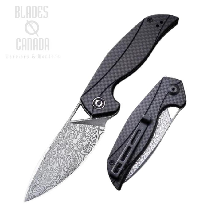 CIVIVI Anthropos Flipper Folding Knife, Damascus, G10/Carbon Fiber, 903DS