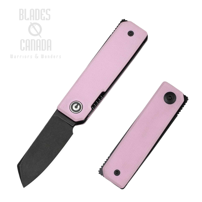 (image for) CIVIVI Kukei Front Flipper Folding Knife, Nitro-V Black SW, G10 Pink, C25036-1