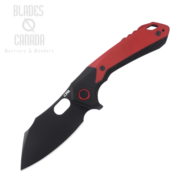CJRB Caldera Flipper Folding Knife, AR-RPM9 Black, G10 Red/Black, J1923-BRE