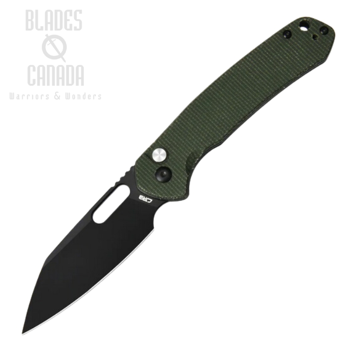 CJRB Pyrite Button Lock Folding Knife, AR-RPM9 Black Wharncliffe, Micarta Green, J1925A-BMGN CJRB Pyrite Button Lock Folding Knife, AR-RPM9 Black Wharncliffe, Micarta Green, J1925A-BMGN