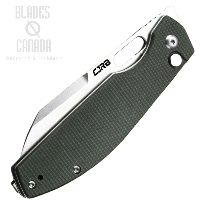 (image for) CJRB Ekko Front Flipper Button Lock Folding Knife, AR-RPM9, Micarta Green, J1929B-MGN