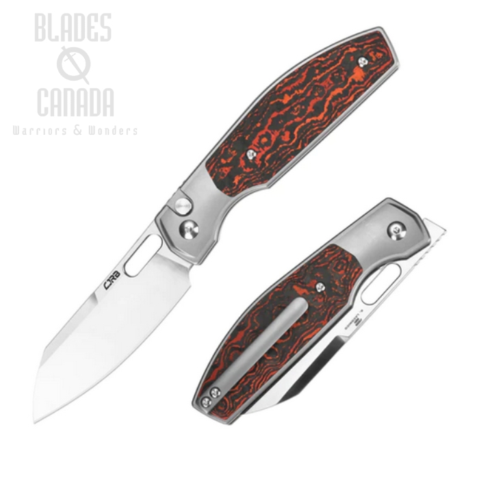 CJRB Ekko Button Lock Folding Knife, CPM S90V, Titanium/Fat Carbon Inlay, J1929BT-FCMV