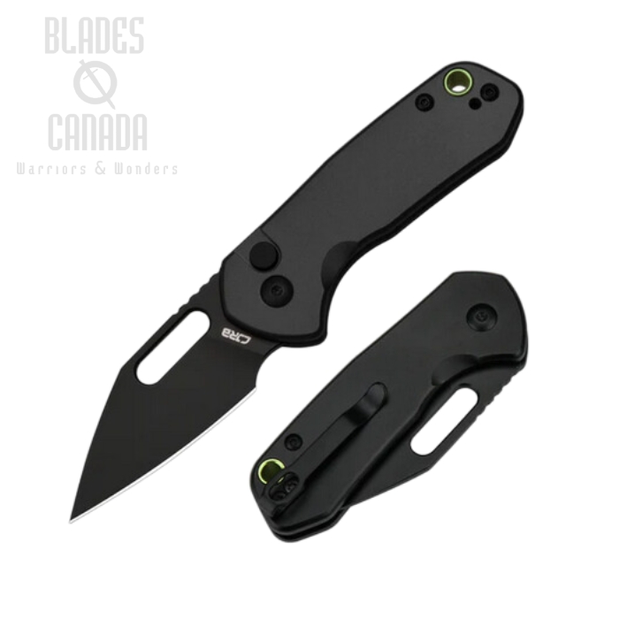 CJRB Mini Pyrite Button Lock Folding Knife, AR-RPM9 Black, Aluminum Black, J1933-BBK