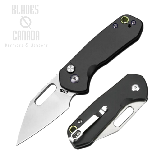 CJRB Mini Pyrite Button Lock Folding Knife, AR-RPM9, Aluminum Black, J1933-BK
