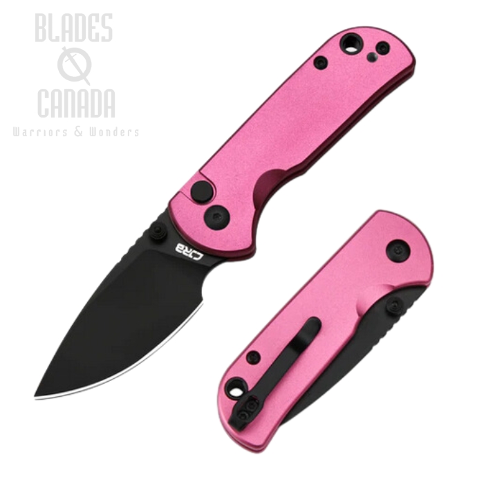 CJRB Mica Button lock Folding Knife, AR-RPM9 Black, Aluminum Pink, J1934-BPK