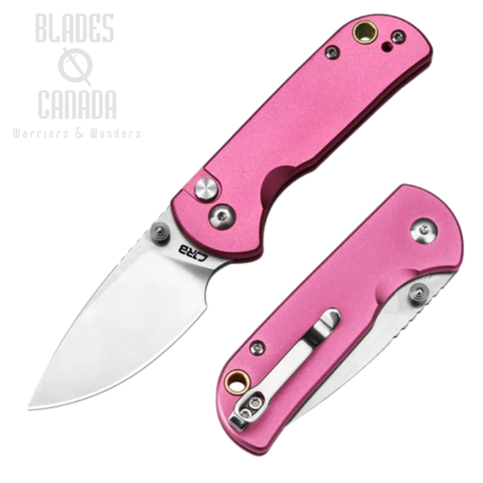 CJRB Mica Button Lock Folding Knife, AR-RPM9, Aluminum Pink, J1934-PK