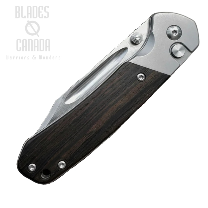 (image for) CJRB Pyrite Bowie Button Lock Folding Knife, AR-RPM9, Wood Handle, J1942-EBN