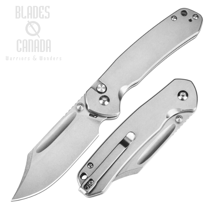 CJRB Pyrite Bowie Button Lock Folding Knife, AR-RPM9, Steel Handle, J1942-ST