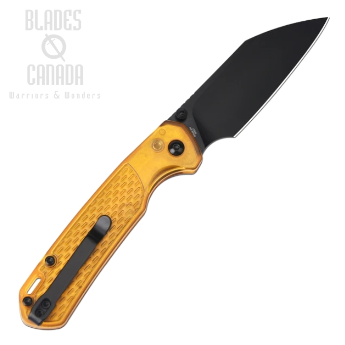 (image for) CJRB Pyrite-Light Button Lock Folding Knife, AR-RPM9 Black, FRN Amber, J1945-AMB