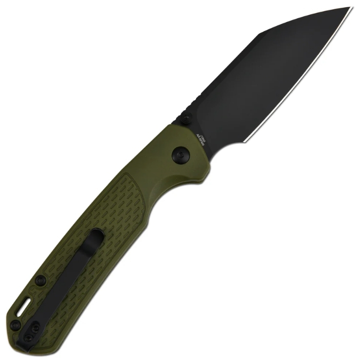 (image for) CJRB Pyrite-Light Button Lock Folding Knife, AR-RPM9 Black, FRN Green, J1945-BGN