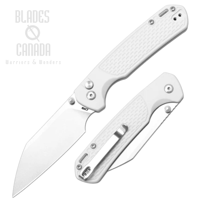 CJRB Pyrite-Light Button Lock Folding Knife, CPM S90V SW, FRN Light Grey, J1945G-GY