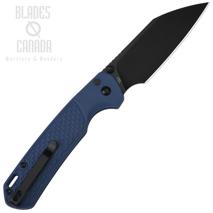 (image for) CJRB Large Pyrite-Light Button Lock Folding Knife, AR-RPM9 Black, FRN Blue, J1945L-BBU
