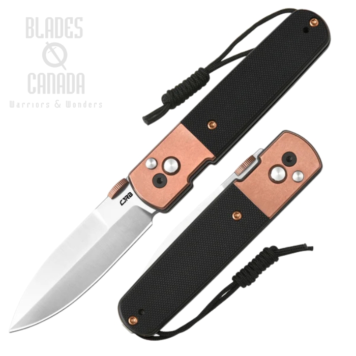 CJRB Locust Button Lock Folding Knife, AR-RPM9 Sand Polish, G10 Black/Steel Rose Gold, J1951-RGBK