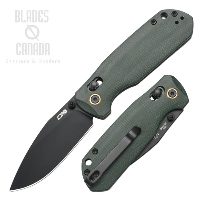 CJRB Maximal Crossbar Lock Folding Knife, AR-RPM9 Black, Micarta Green, J1954-BMGN