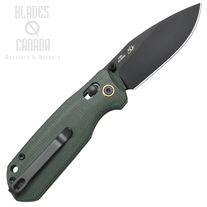 (image for) CJRB Maximal Crossbar Lock Folding Knife, AR-RPM9 Black, Micarta Green, J1954-BMGN