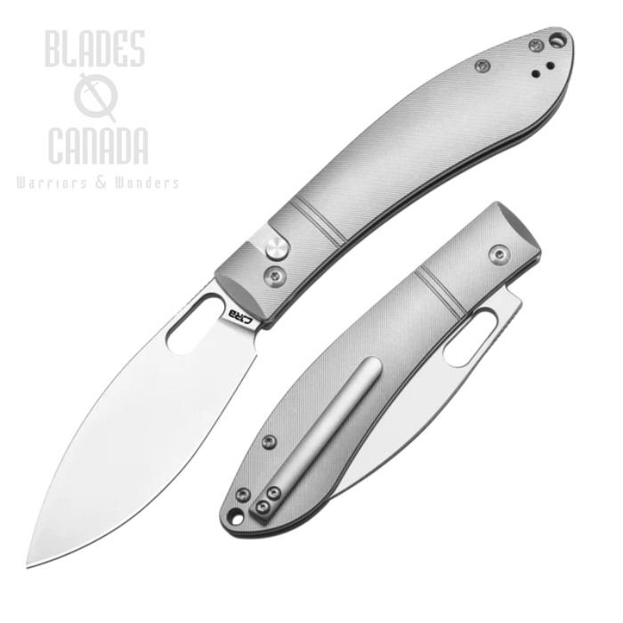 CJRB Sasaya Button Lock Folding Knife, S35VN Sand Polish, Titanium Gray, J1959G-GY